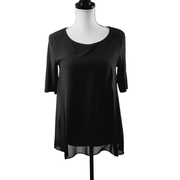 Ann Taylor Women’s Black Slip Lined Short Sleeve Split Back Blouse - Size Small - Picture 12 of 14